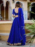 Gorgeous Blue Laheriya Print Georgette Wedding Wear Lehenga Choli
