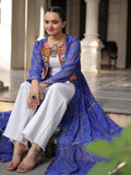 Pretty Blue Georgette Bandhani Printed Navratri Wear Long Shrug