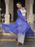 Pretty Blue Georgette Bandhani Printed Navratri Wear Long Shrug