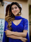 Gorgeous Blue Laheriya Print Georgette Wedding Wear Lehenga Choli