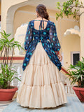 Enchanting Blue Cotton Bandhani Printed Designer Top Lehenga