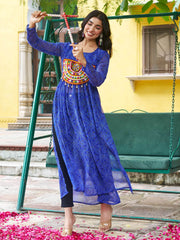 Timeless Blue Georgette Gamthi Work Festival Wear Kurti