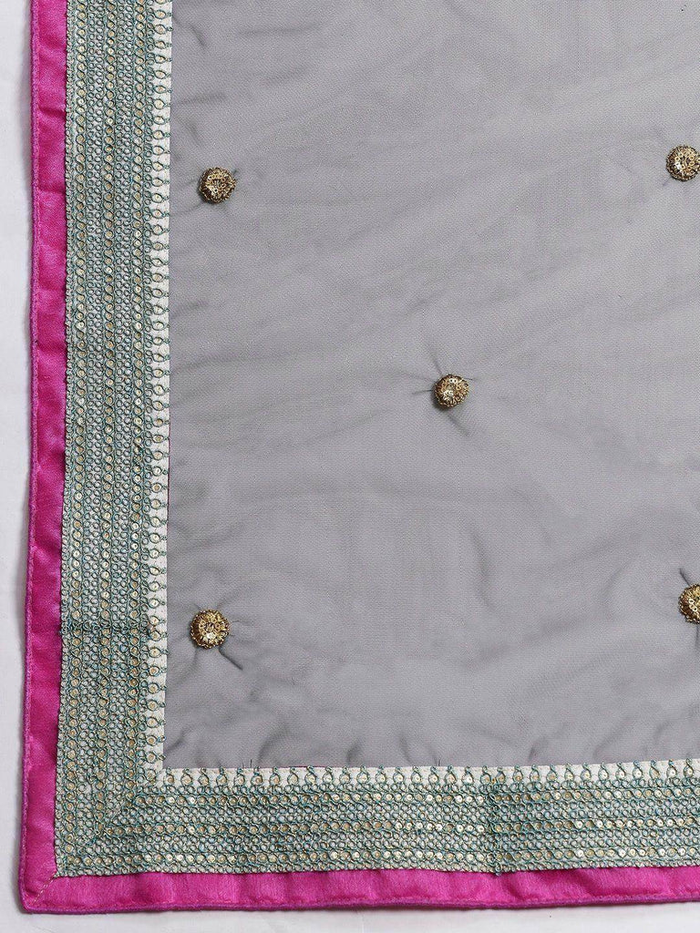 Blue & Black Solid Semi-Stitched Myntra Lehenga & Unstitched Blouse with Dupatta