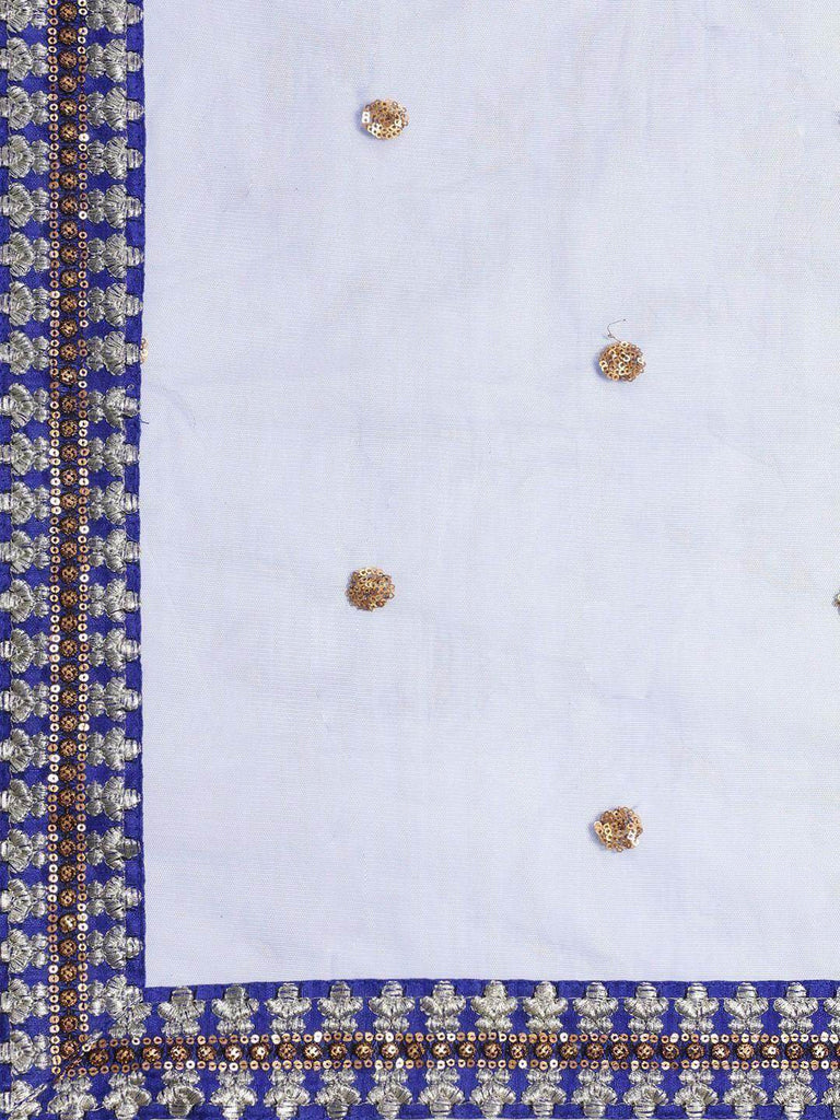 Blue & Golden Semi-Stitched Myntra Party Wer Lehenga & Unstitched Blouse with Dupatta