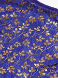 Blue & Golden Semi-Stitched Myntra Party Wer Lehenga & Unstitched Blouse with Dupatta
