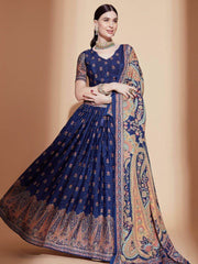 Ravishing Blue Crochet embroidered Chinon Festive Wear Lehenga Choli