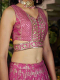 Bold Pink Silk Engagement Wear Lehenga Choli With Dupatta - Ethnic Plus In