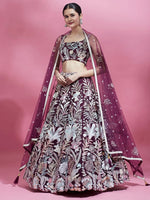 Breathtaking Wine Sequins Soft Net Function Wear Lehenga Choli