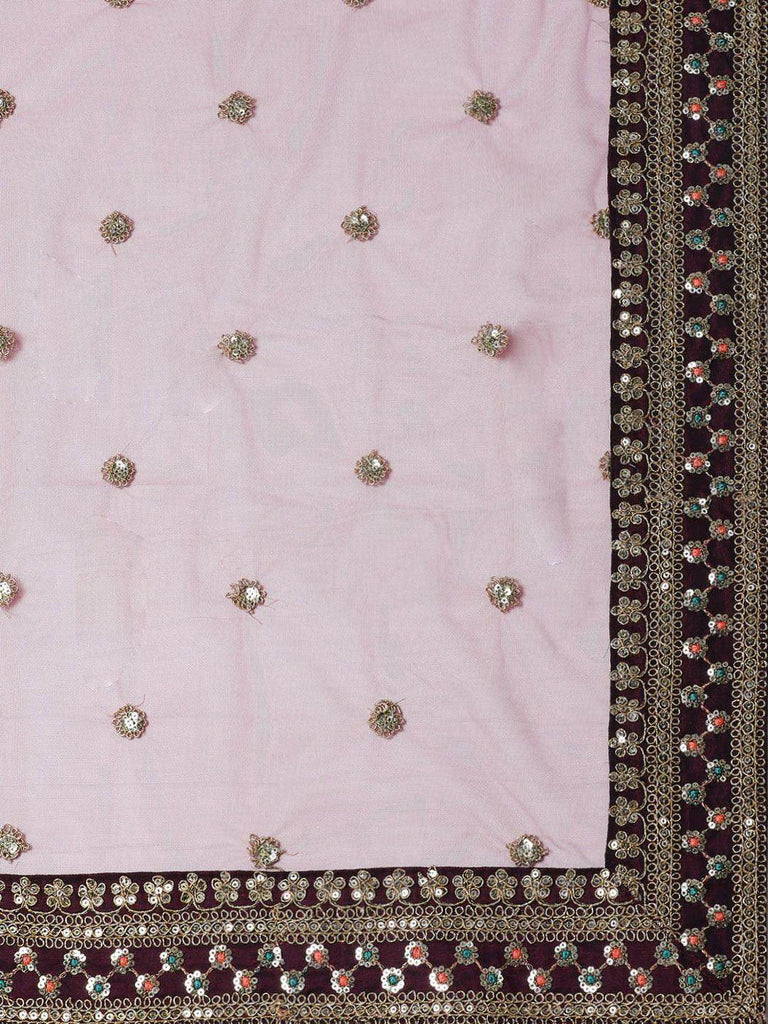 Burgundy Semi-Stitched Myntra Lehenga & Unstitched Blouse with Dupatta