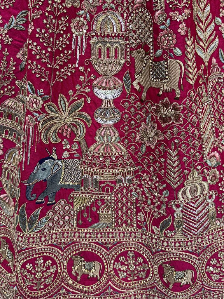 Elegant Pink Embroidered Silk Bridal Lehenga Choli With Double Dupatta