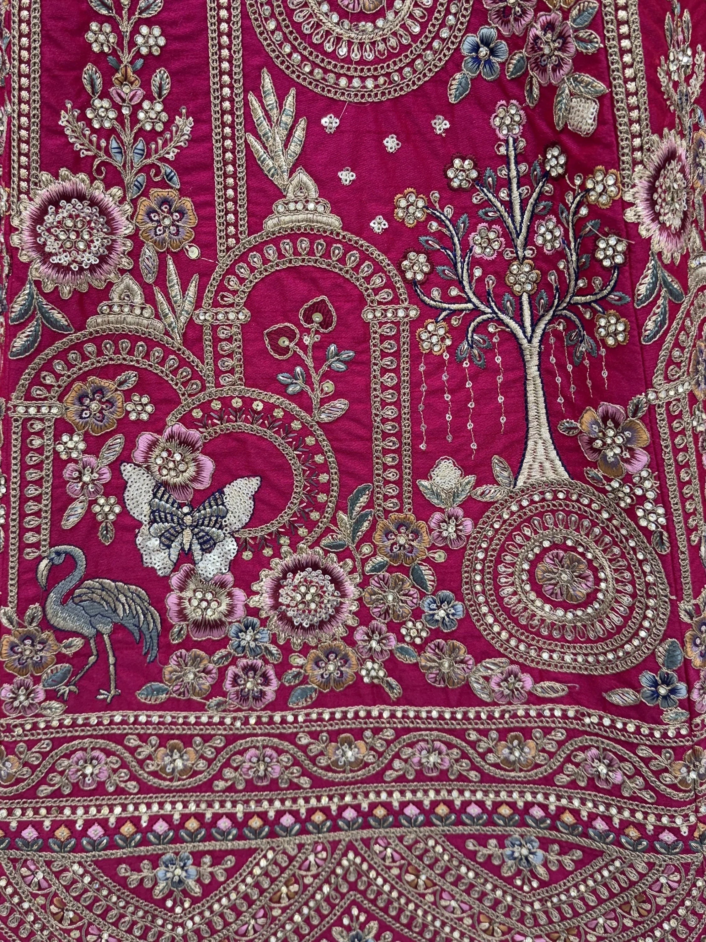 Classic Pink Embroidered Silk Bridal Lehenga Choli With Double Dupatta