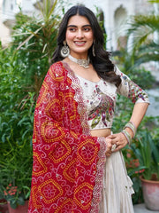 Capricious Off - White Sequins Tissue Silk Wedding Wear Lehenga Choli - Ethnic Plus In