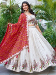 Capricious Off - White Sequins Tissue Silk Wedding Wear Lehenga Choli - Ethnic Plus In