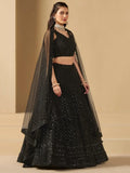 Captivating Black Thread Work Georgette Party Wear Lehenga Choli - Ethnic Plus In