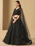Captivating Black Thread Work Georgette Party Wear Lehenga Choli - Ethnic Plus In