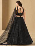 Captivating Black Thread Work Georgette Party Wear Lehenga Choli - Ethnic Plus In