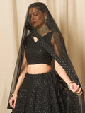 Captivating Black Thread Work Georgette Party Wear Lehenga Choli - Ethnic Plus In