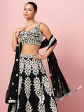 Captivating Black Thread Work Georgette Reception Wear Lehenga Choli - Ethnic Plus In