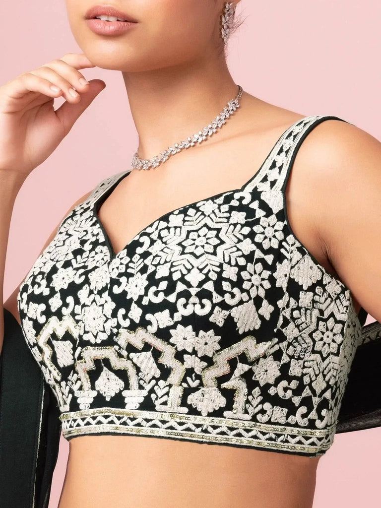 Captivating Black Thread Work Georgette Reception Wear Lehenga Choli - Ethnic Plus In
