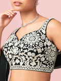 Captivating Black Thread Work Georgette Reception Wear Lehenga Choli - Ethnic Plus In