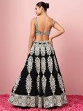 Captivating Black Thread Work Georgette Reception Wear Lehenga Choli - Ethnic Plus In