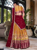 Captivating Mustard Yellow Silk Ikat Print Festive Wear Lehenga Choli - Ethnic Plus In