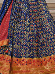 Captivating Navy Blue Zari Weaving Silk Wedding Wear Lehenga Choli - Ethnic Plus In