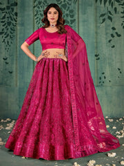 Captivating Pink Sequins Net Engagement Wear Lehenga Choli - Ethnic Plus In
