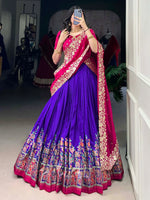 Captivating Purple Tussar Silk Event Wear Lehenga With Sequins Blouse