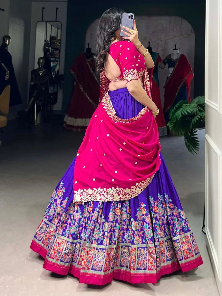 Captivating Purple Tussar Silk Event Wear Lehenga With Sequins Blouse - Ethnic Plus In