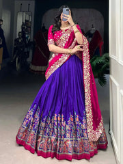 Captivating Purple Tussar Silk Event Wear Lehenga With Sequins Blouse - Ethnic Plus In