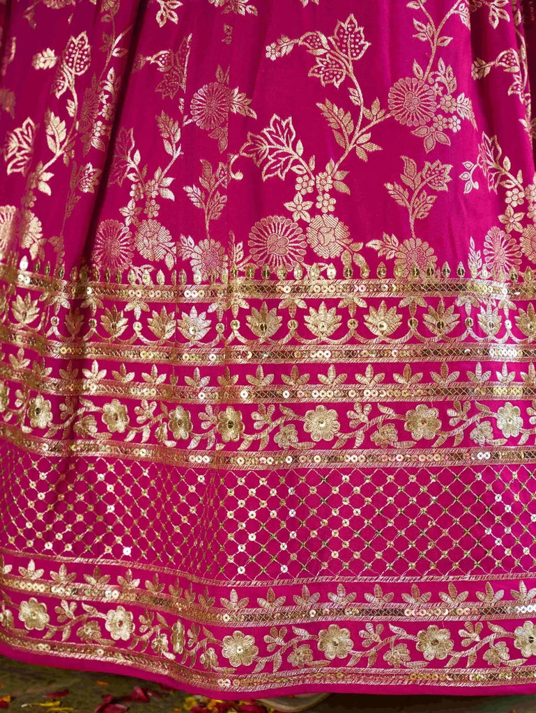 Captivating Rani Pink Thread Embroidery Wedding Wear Lehenga Choli - Ethnic Plus In