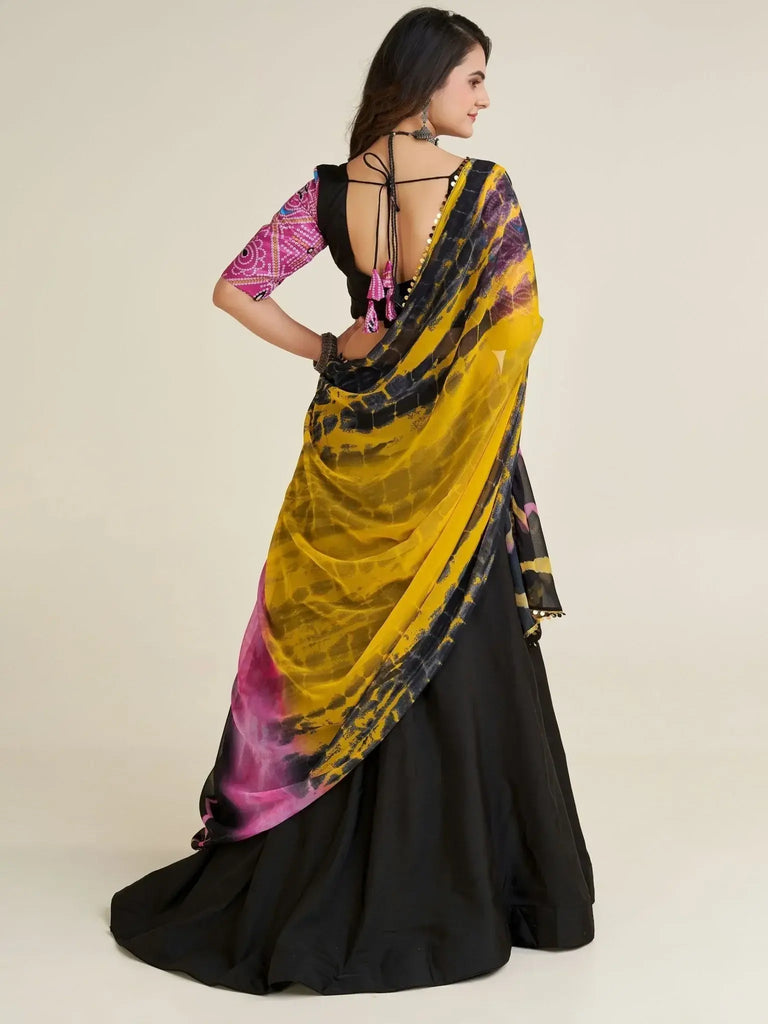 Charming Black Zari Work Rayon Navratri Wear Lehenga Choli With Dupatta - Ethnic Plus In