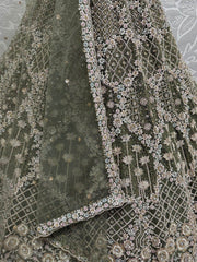 Charming Green Dori Work Net Bridesmaid Lehenga Choli With Dupatta - Ethnic Plus In