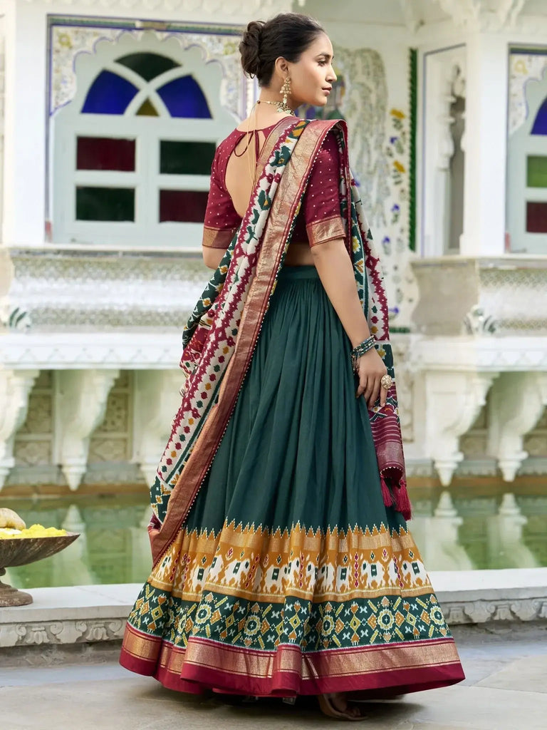 Charming Green Patola Printed Silk Festival Wear Lehenga Choli - Ethnic Plus In