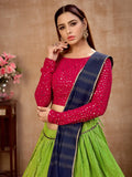 Charming Green Zari Work Cotton Party Wear Lehenga Choli With Dupatta - Ethnic Plus In