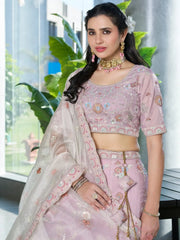 Charming Lavender Embroidered Silk Bridesmaid Lehenga Choli - Ethnic Plus In