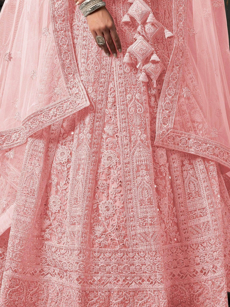 Charming Light Pink Zarkan Net Engagement Wear Lehenga Choli - Ethnic Plus In