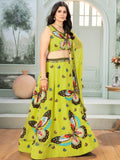 Charming Lime Green Georgette Embroidered Lehenga Choli - Ethnic Plus In