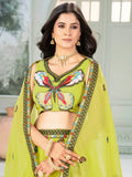 Charming Lime Green Georgette Embroidered Lehenga Choli - Ethnic Plus In