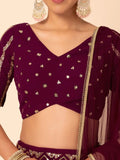 Charming Maroon Zari Embroidered Georgette Wedding Lehenga Choli - Ethnic Plus In