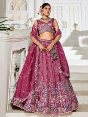 Charming Mauve Thread Embroidered Bridesmaids Lehenga Choli - Ethnic Plus In