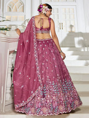 Charming Mauve Thread Embroidered Bridesmaids Lehenga Choli - Ethnic Plus In