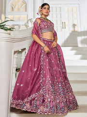 Charming Mauve Thread Embroidered Bridesmaids Lehenga Choli - Ethnic Plus In