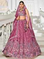 Charming Mauve Thread Embroidered Bridesmaids Lehenga Choli