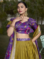 Charming Mustard Yellow Kalamkari Printed Silk Traditional Lehenga Choli - Ethnic Plus In