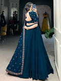 Charming Navy Blue Thread Work Georgette Wedding Wear Lehenga Choli - Ethnic Plus In