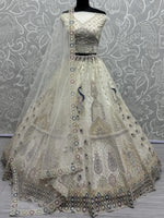 Charming Off-White Sequins Net Wedding Lehenga Choli With Dupatta