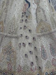 Charming Off - White Sequins Net Wedding Lehenga Choli With Dupatta - Ethnic Plus In