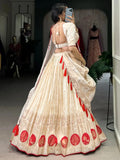 Charming Off - White Weaving Silk Lehenga Choli With Dupatta - Ethnic Plus In